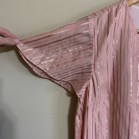 Anna Cate pink peach Veronica Metallic Rose Gold mini dress S Coquette Romance - Picture 3 of 9